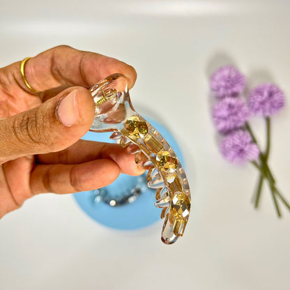 Transparent Crystal Hair Banana Clip- Medium