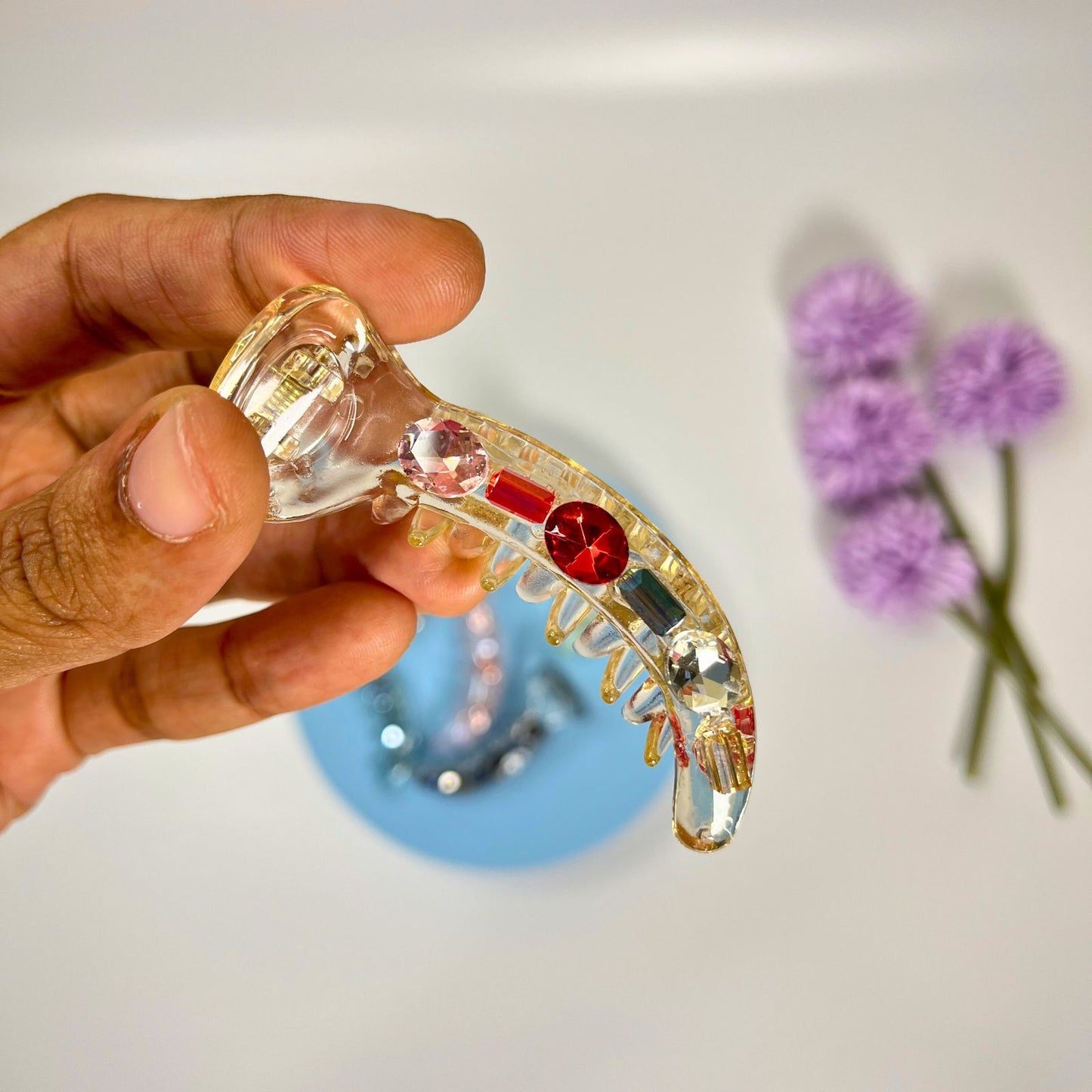 Transparent Crystal Hair Banana Clip- Medium