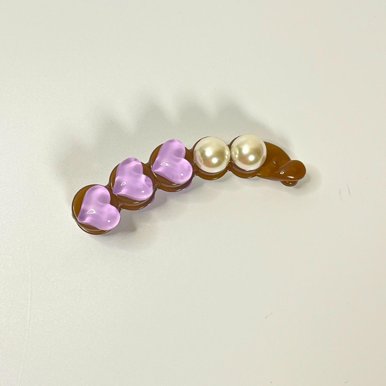 Pearl Heart Hair Banana Clip