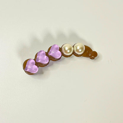 Pearl Heart Hair Banana Clip