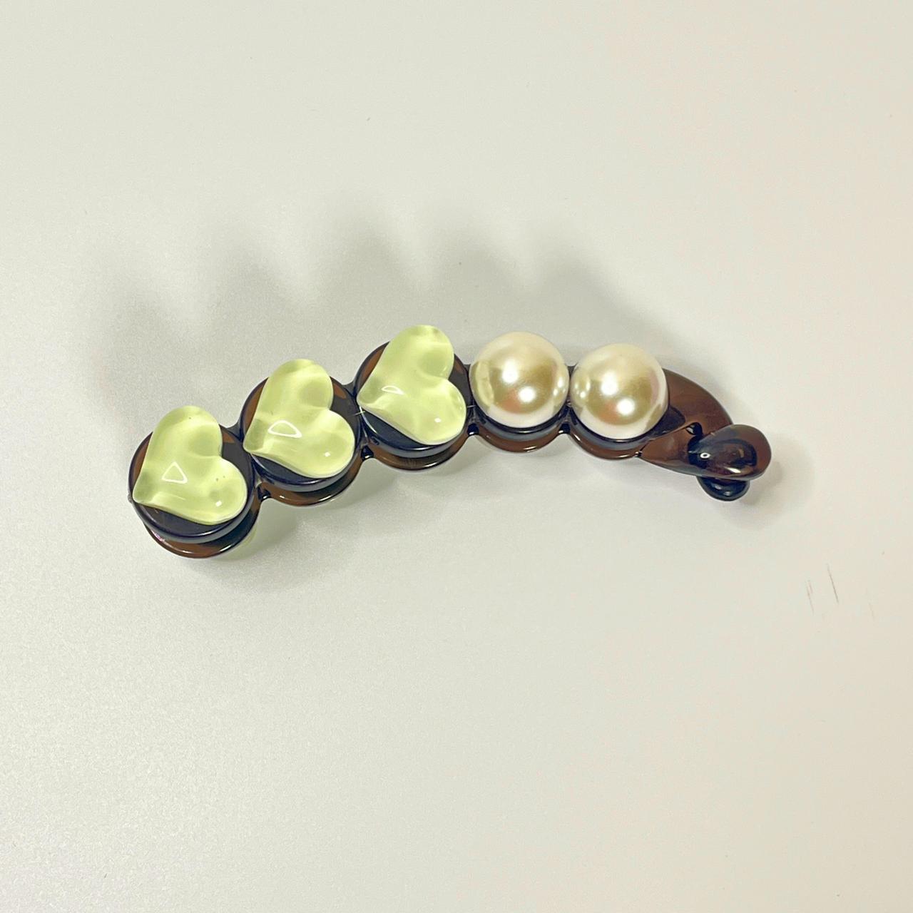 Pearl Heart Hair Banana Clip