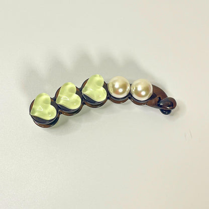 Pearl Heart Hair Banana Clip