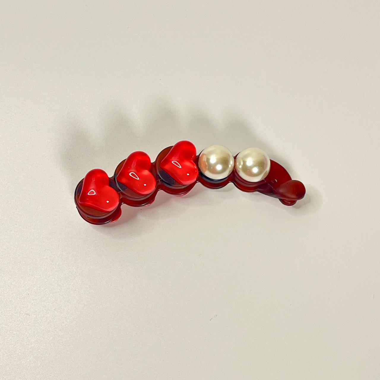 Pearl Heart Hair Banana Clip