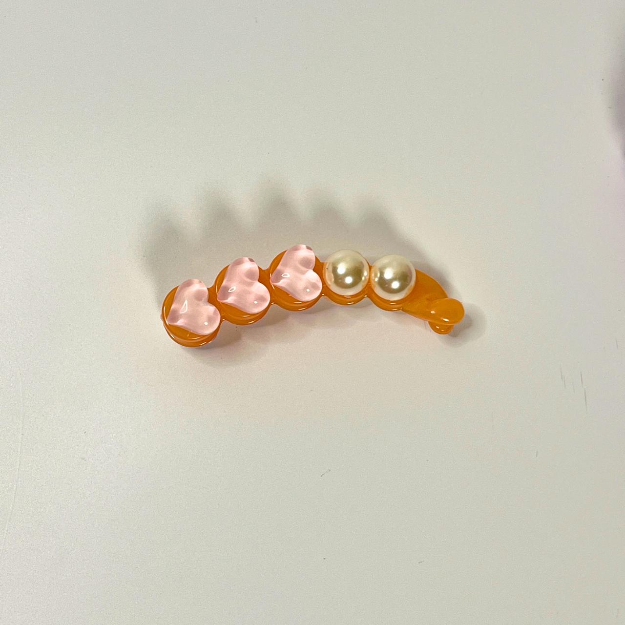 Pearl Heart Hair Banana Clip