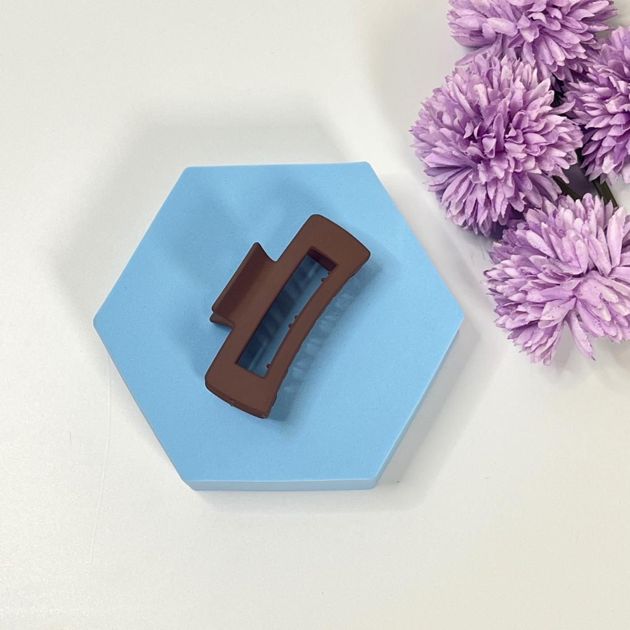 Matte Finish Rectangle Hair Claw - Medium