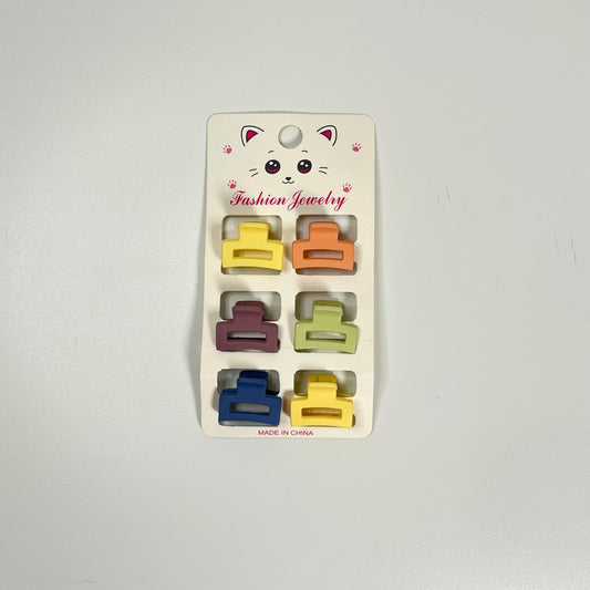 Mini Matte Hair Claw Clips – Pastel Color Set (Pack of 6)