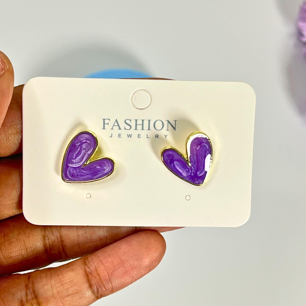 Glossy Heart Stud Earrings – Color Pop Edition