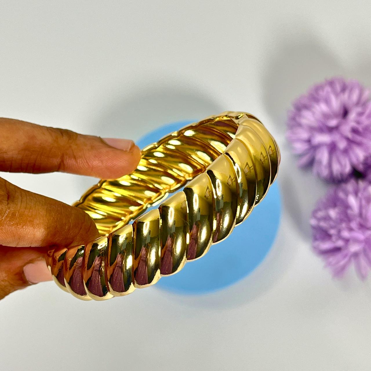 Golden Twist Bangle Bracelet