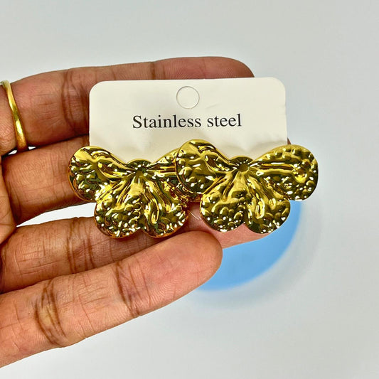 Golden Butterfly Textured Stud Earrings