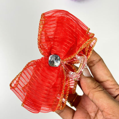 Crystal Organza Bow Hair Claw Clip