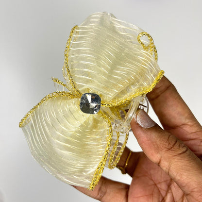 Crystal Organza Bow Hair Claw Clip