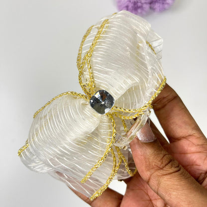 Crystal Organza Bow Hair Claw Clip