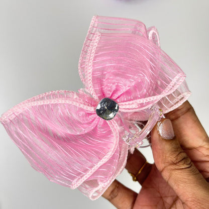 Crystal Organza Bow Hair Claw Clip