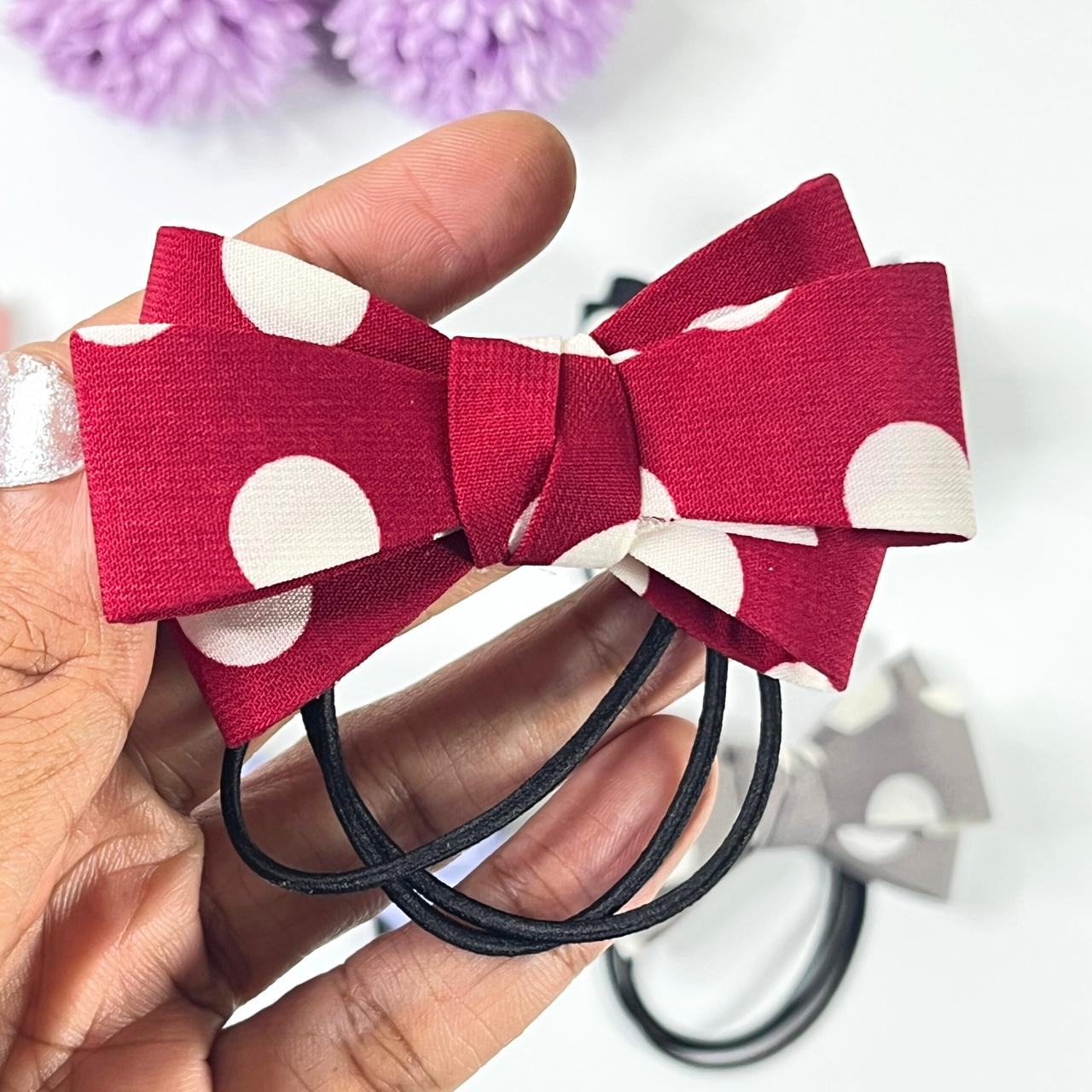 Polka Charm Bow Hair Ties