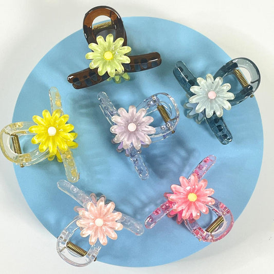 Daisy Flower Transparent Hair Claw Clip
