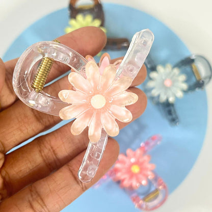 Daisy Flower Transparent Hair Claw Clip