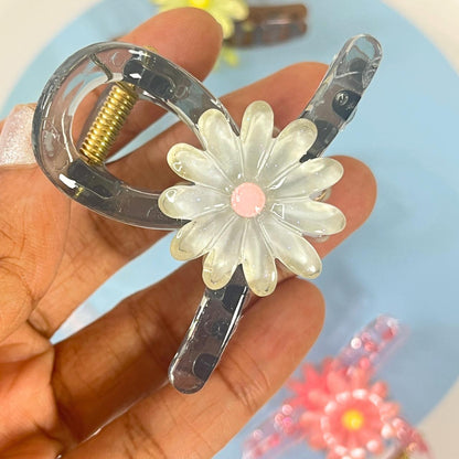 Daisy Flower Transparent Hair Claw Clip