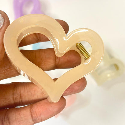 Pastel Heart Grip Hair Claw