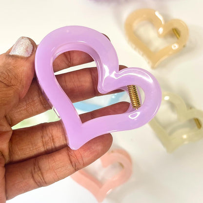 Pastel Heart Grip Hair Claw