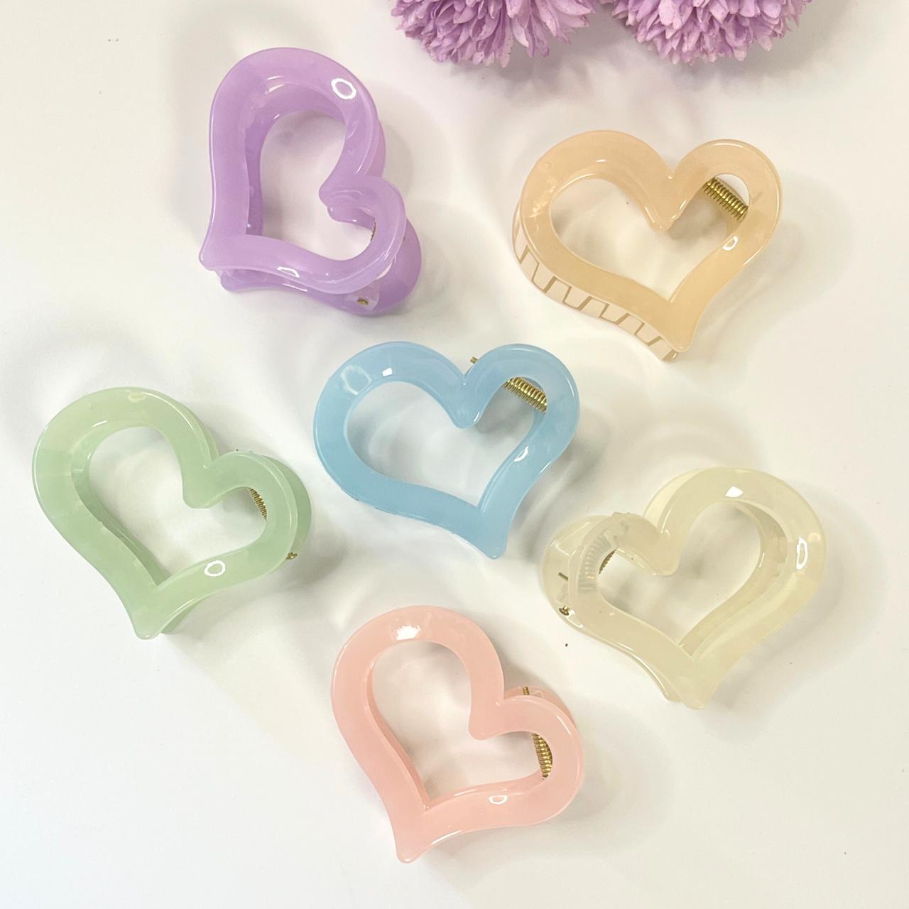 Pastel Heart Grip Hair Claw