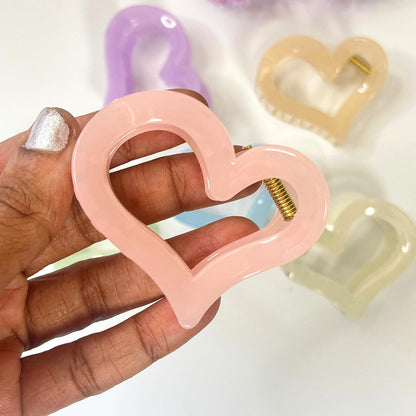 Pastel Heart Grip Hair Claw