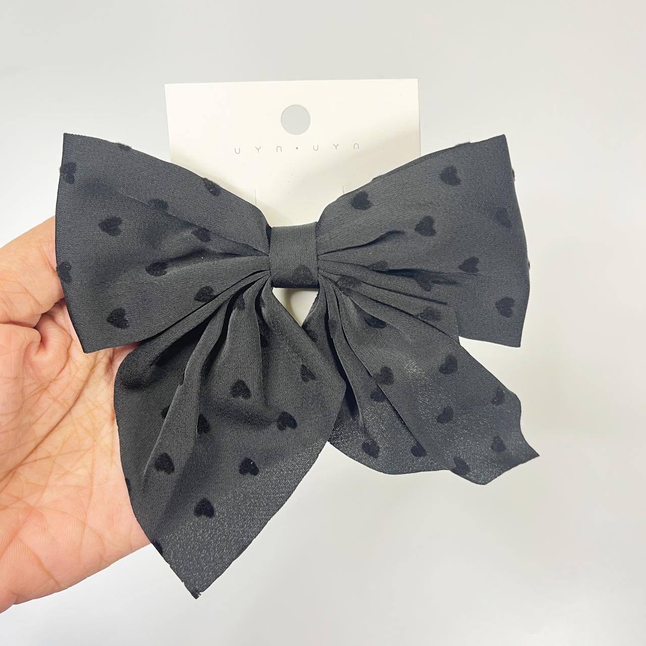 Heart Print Bow Hair Clip