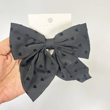 Heart Print Bow Hair Clip