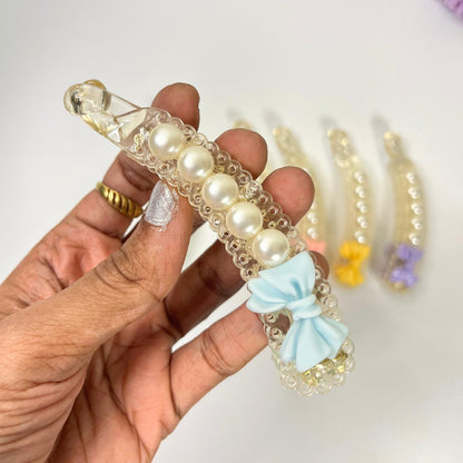 Pearl Bow Banana Hair Clip
