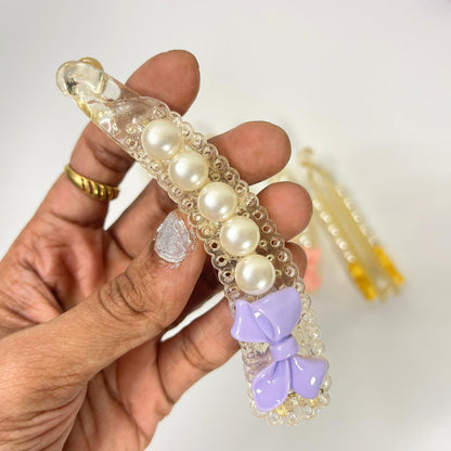 Pearl Bow Banana Hair Clip