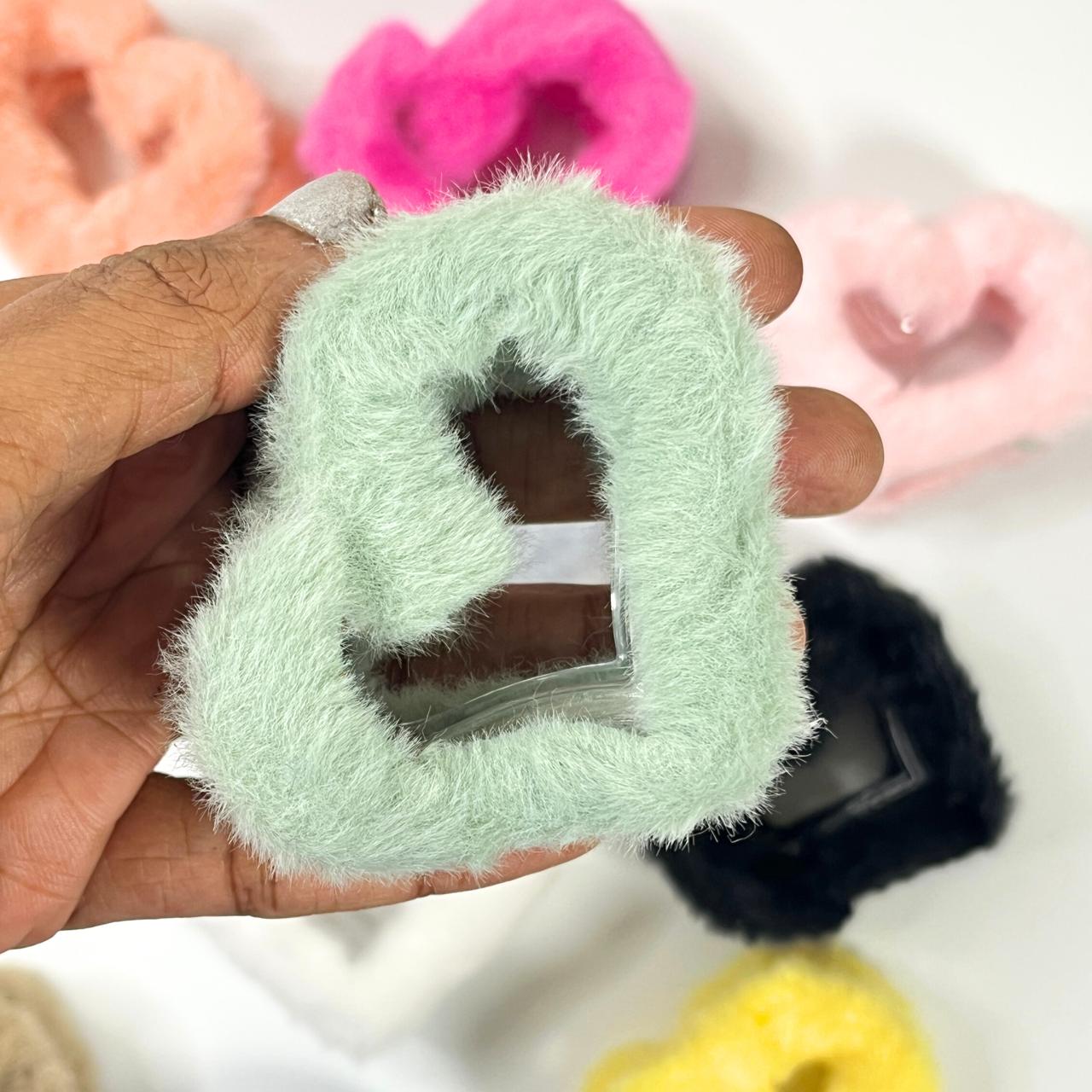 Soft Fur Heart Hair Claw Clip
