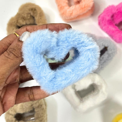 Soft Fur Heart Hair Claw Clip