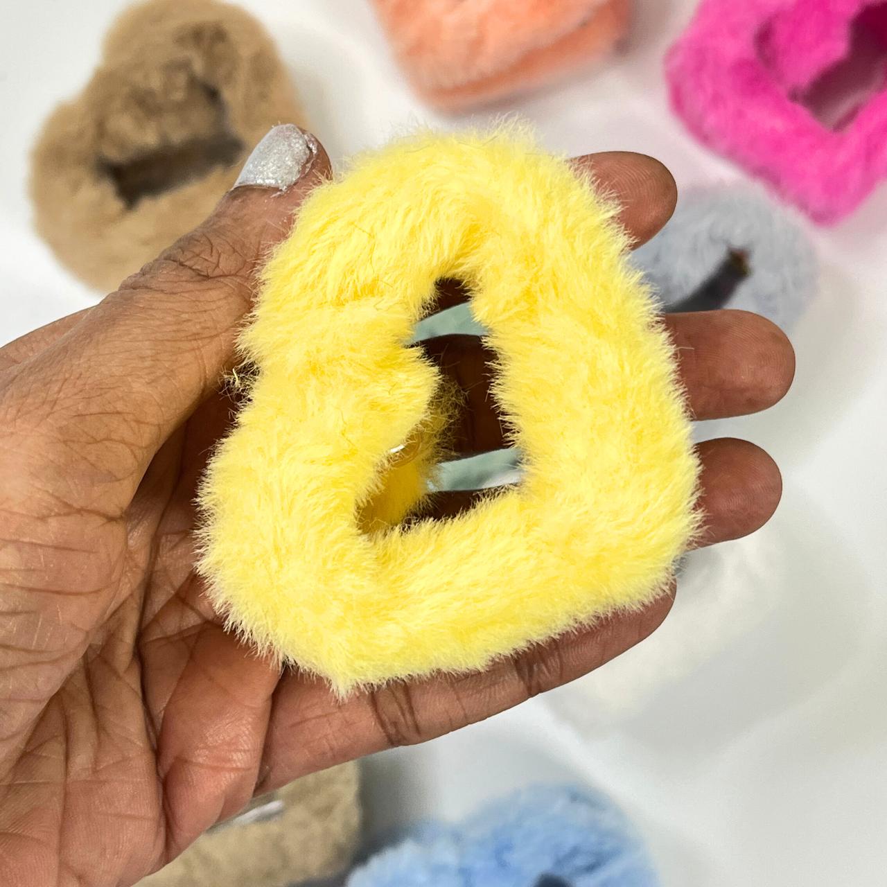 Soft Fur Heart Hair Claw Clip