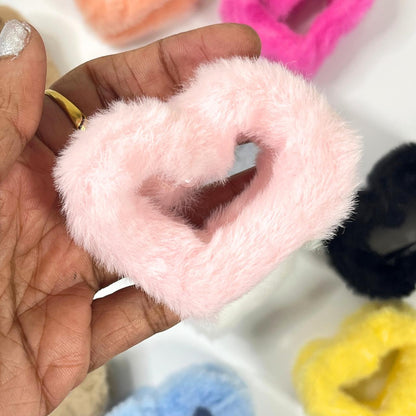 Soft Fur Heart Hair Claw Clip