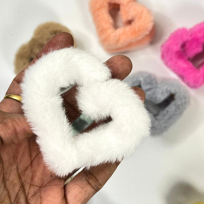 Soft Fur Heart Hair Claw Clip