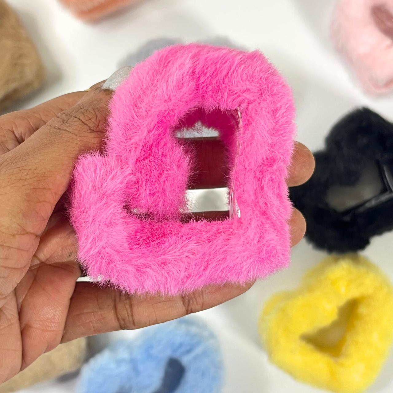 Soft Fur Heart Hair Claw Clip
