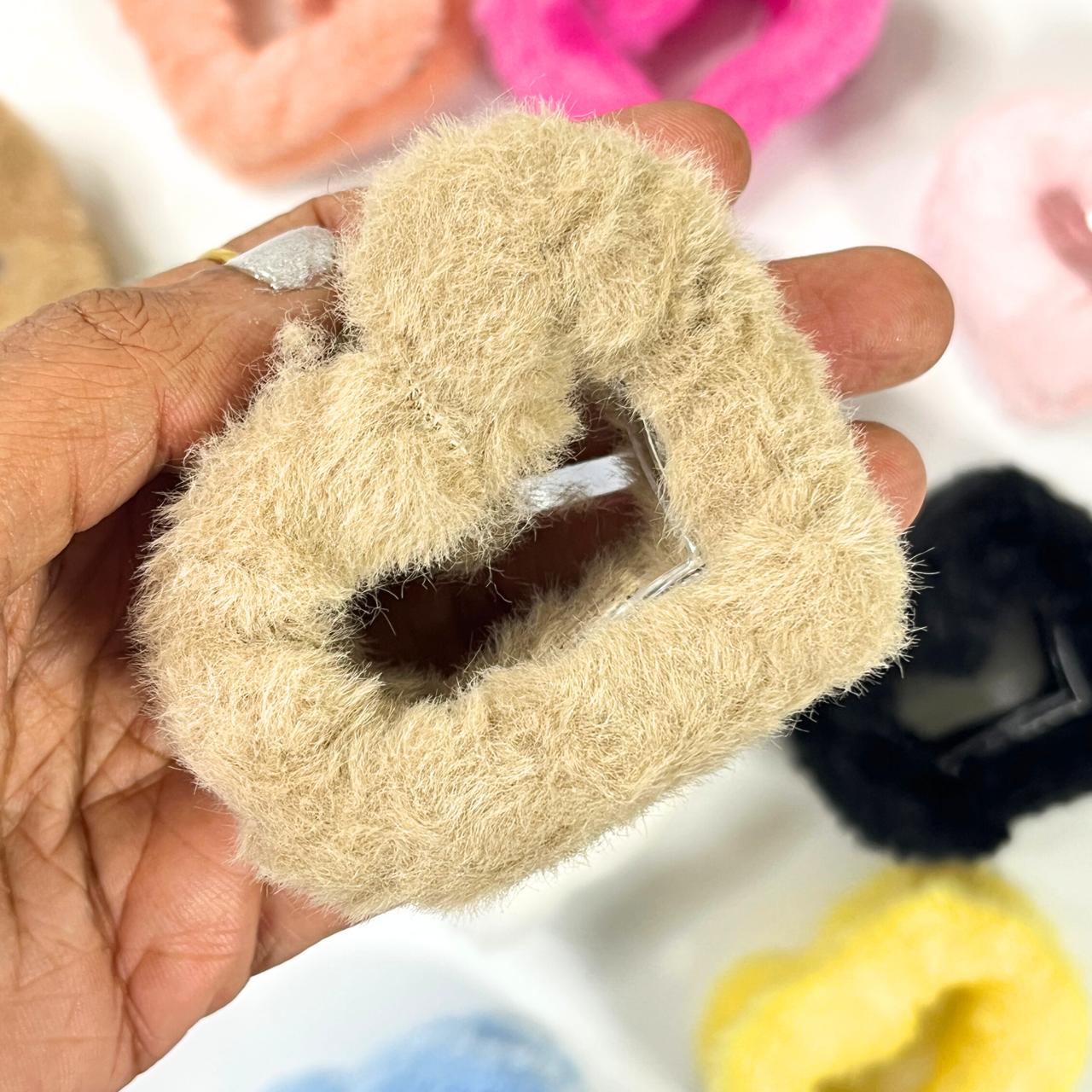 Soft Fur Heart Hair Claw Clip
