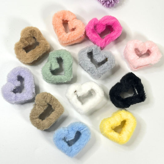 Soft Fur Heart Hair Claw Clip