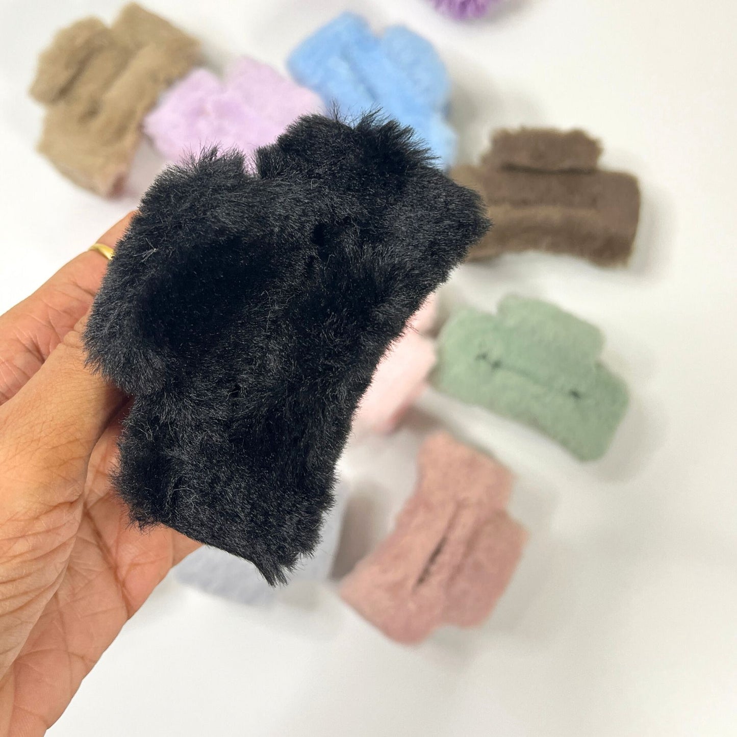 Soft Fur Rectangle Hair Claw Clip