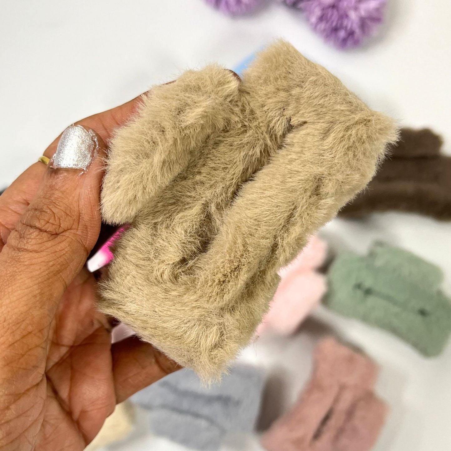 Soft Fur Rectangle Hair Claw Clip
