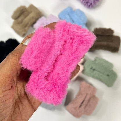 Soft Fur Rectangle Hair Claw Clip