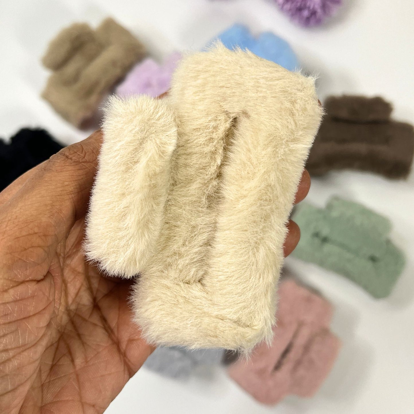 Soft Fur Rectangle Hair Claw Clip