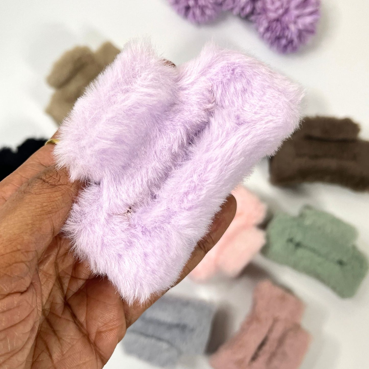 Soft Fur Rectangle Hair Claw Clip