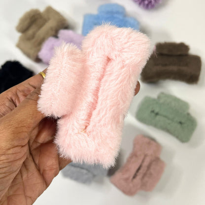 Soft Fur Rectangle Hair Claw Clip