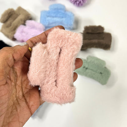 Soft Fur Rectangle Hair Claw Clip