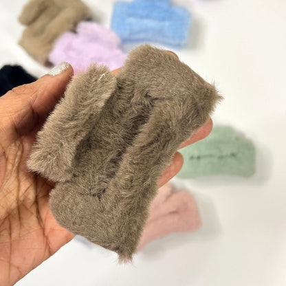 Soft Fur Rectangle Hair Claw Clip