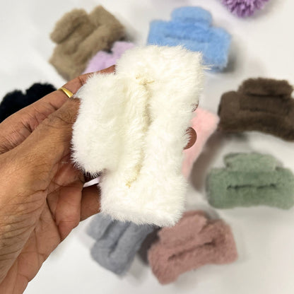 Soft Fur Rectangle Hair Claw Clip