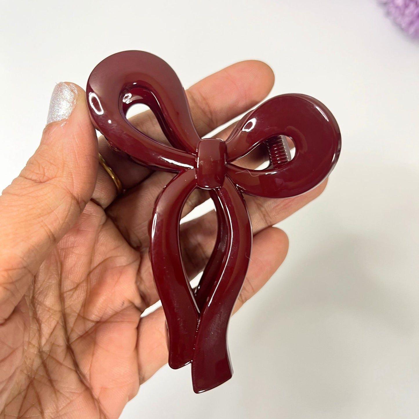 Glossy Bow Hair Claw Clip