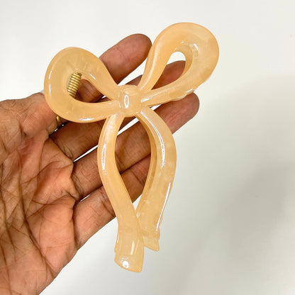Transparent Shimmer Bow Hair Claw Clip-Large