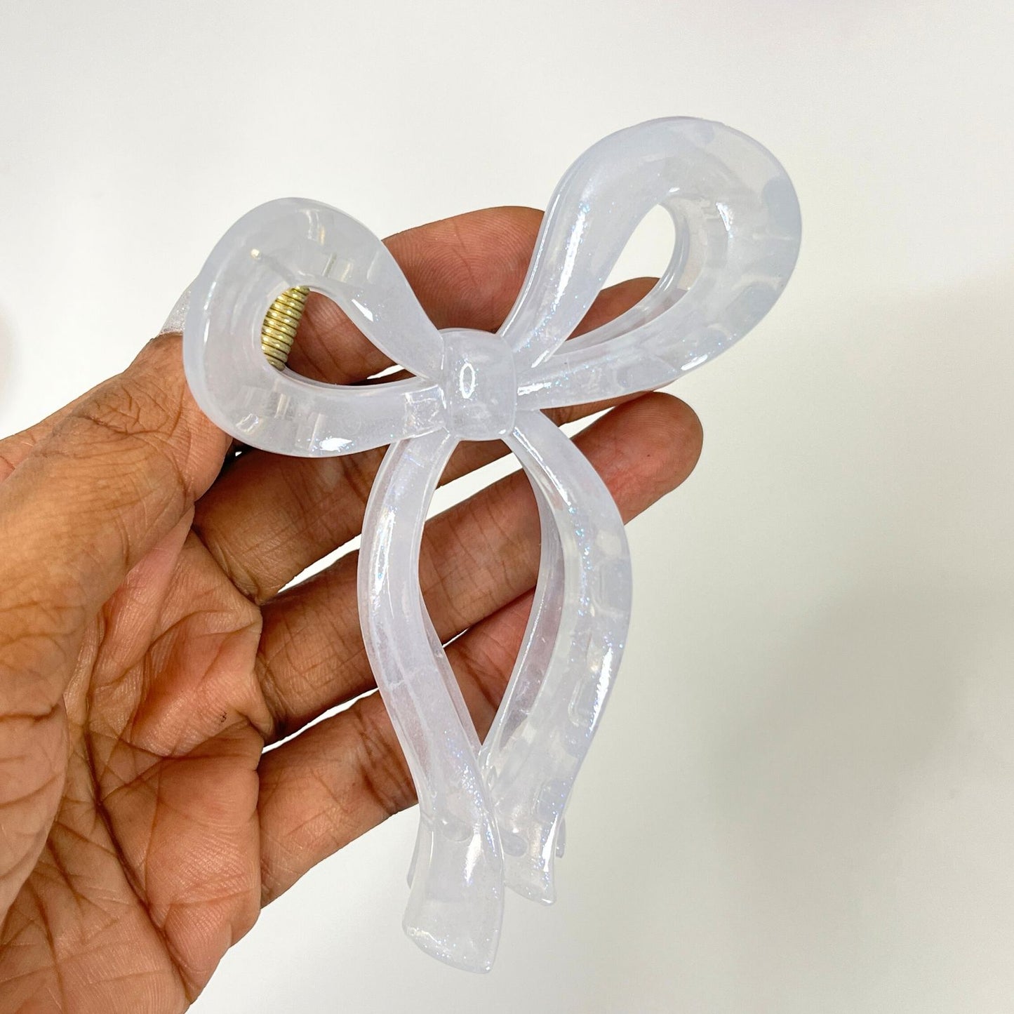 Transparent Shimmer Bow Hair Claw Clip-Large