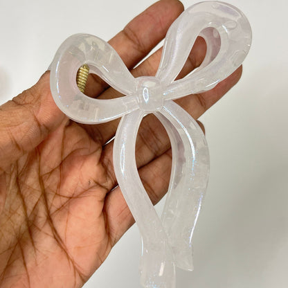 Transparent Shimmer Bow Hair Claw Clip-Large